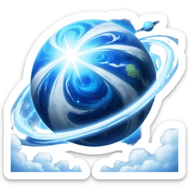 The image is a sci-fi poster with glowing blue text that reads “STAR BLAST.” A bright blue planet or star glows at the bottom, giving the design a futuristic, space-themed look. sticker