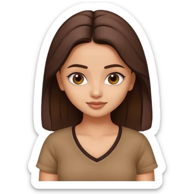 ipretty bratz emoji of alia bhatt wearing a V neck brown tshirt. She should look like Alia Bhatt sticker