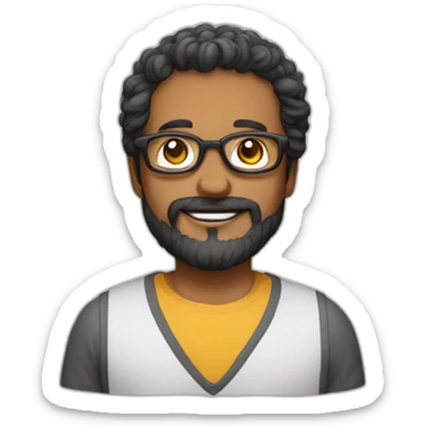 Homem, careca, forte, barba e óculos  sticker
