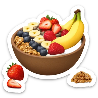 Açai bowl with granola banana strawberry mango on top sticker