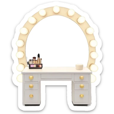 white makeup vanity with light bulbs  sticker
