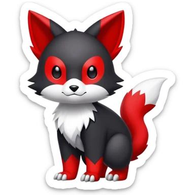 Cute cool black red white animal hybrid Fakemon full body sticker