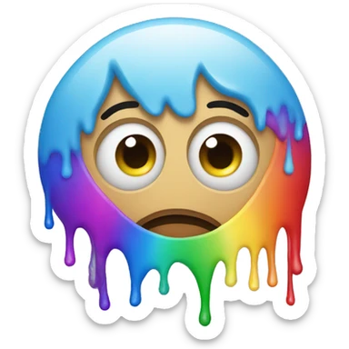 Emoji who cry but with rainbow tears in emoji eyes sticker