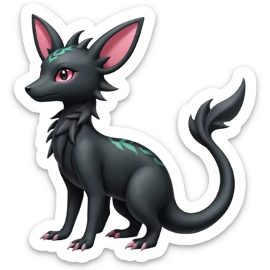 Shiny Dark Edgy Gothic Gloomy Futuristic Salandit-Umbreon-Shaymin-Delcatty-Hybrid (Full body) sticker