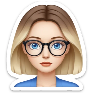Shoulder length Balayage pale model lady with glasses and blue eyes  sticker