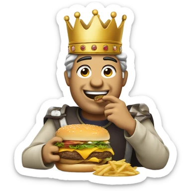 King eating cheeseburger sticker