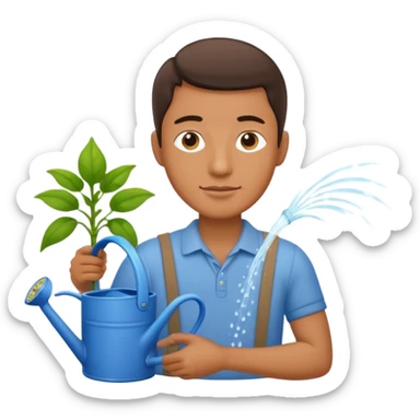 man with watering pot sticker