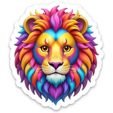 mythical colorful horned lion sticker