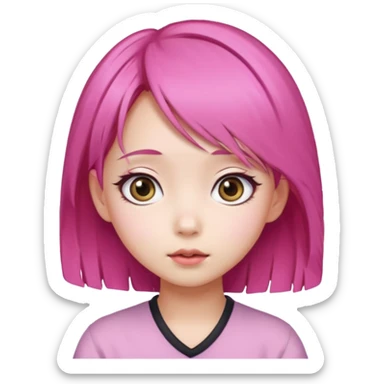 emoji An Asian girl with  pink hair, big eyes,sweet
 sticker