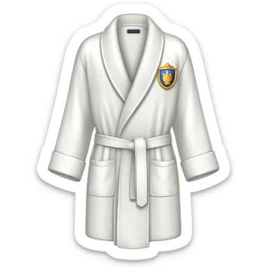 White luxury hotel robe with crest sticker