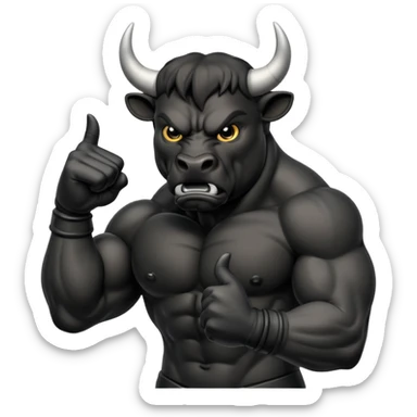 Angry bull emoji showing thumb down (DisLikes) sticker