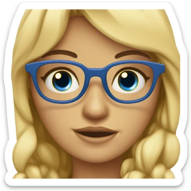 chica rubia con ojos azules, pecas y gafas redondas de pie sticker