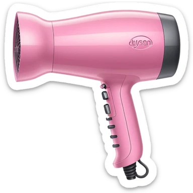 soft pink Dyson hair dryer with air streams coming out sticker