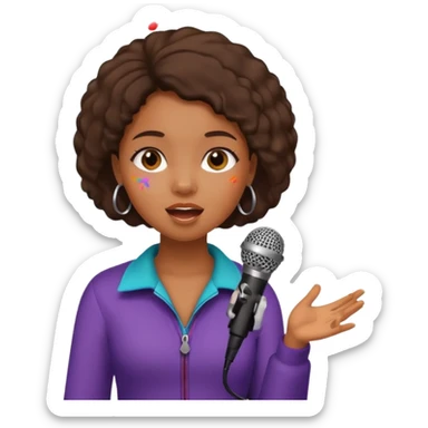 African American girl singing with microphone in her hand Abe music notes everywhere sticker
