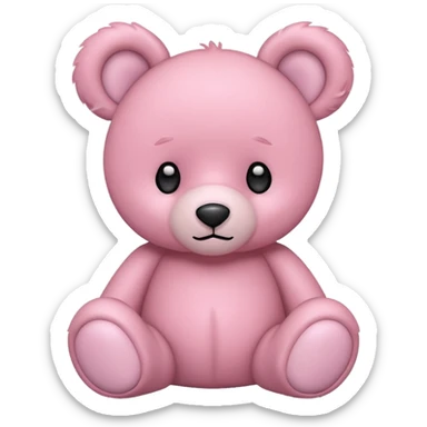 pink teddy bear tilted its head with its ears perked up sticker