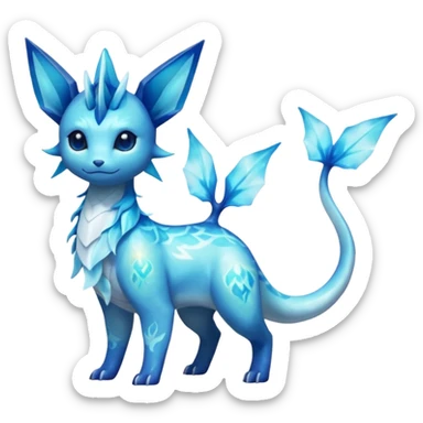 Shiny Nebulae Lumineon-Vaporeon-Amaura-Glaceon-Dragonair-Fakémon-hybrid-creature (full body)  sticker