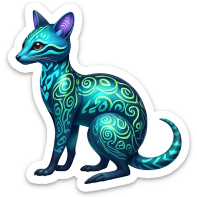 Exotic futuristic bioluminescent translucent transparent lush warm-colored neon-glowing iridescent Fakémon-Fionbri-Vernid-Genet-creature sticker