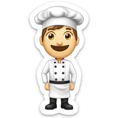 Chef cuisinier italien avec le bout des doigts joints et un drapeau italien sur le tablier sticker