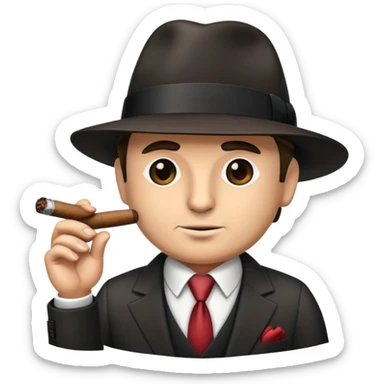mafia boss with suit, fedora hat and cigar sticker