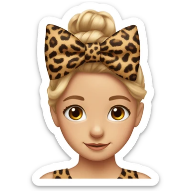 leopard print bow in girls hair sticker