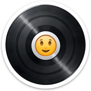 a black vinyl record with a white center sticker