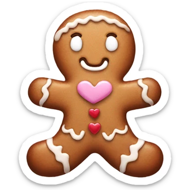 pastel gingerbread man with heart sticker