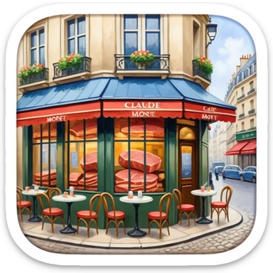 impressionist SPAM meat claude monet paris cafe city landscape  sticker