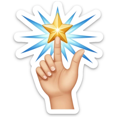 index finger pointing up with a sparkling star at the tip sticker