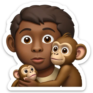 Black men kisses monkey  sticker
