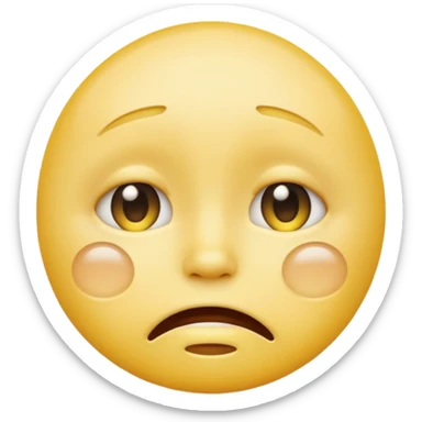 darkened yellow emoji face with tears and a downturned mouth, iOS emoji style sticker