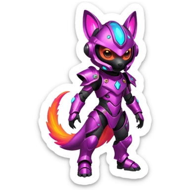 Epic Edgy Cute Colorful Vibrant Dark Nebula Modern Vernid-Protogen-creature-animal, full body sticker