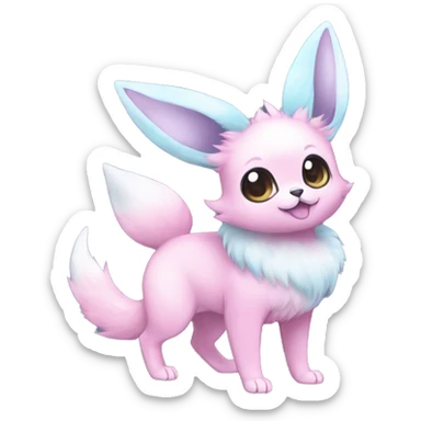 Kawaii Pastel Cotton-Candy-Colored Eeveelution-Cute-Chihuaha-Bunny-Pokémon-fusion full body sticker