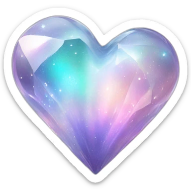 Sparkly glossy Pastel whitish iridescent glass crystal nebula glass hearts sticker