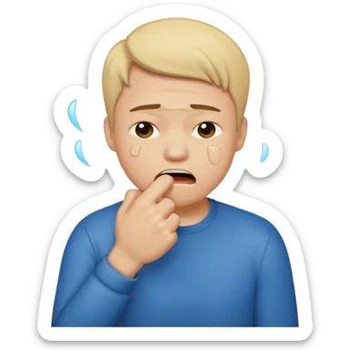 Crying emoji with fist covering mouth sticker