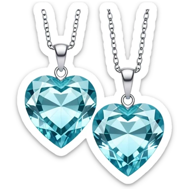 Diamonds and aquamarine hearts  sticker