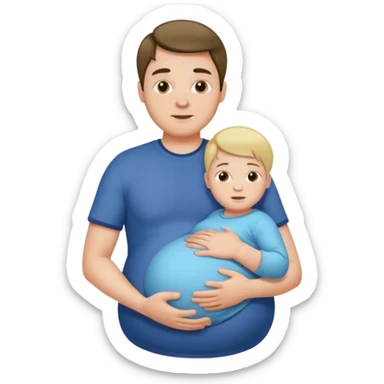 a pregnant man with middle parted hair sticker