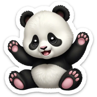 Cinematic Cute Yawning Baby Panda Portrait Emoji, Head tilted slightly with a dramatic, wide-open yawn, showcasing a soft, fuzzy black and white Fur with droopy ears, round eyes barely open in drowsy contentment, Simplified yet irresistibly adorable features, highly detailed, glowing with a soft, cozy glow, high shine, relaxed yet expressive, stylized with a touch of gentle whimsy, bright and endearing, soft glowing outline, capturing the essence of a sleepy yet affectionate baby panda, so drowsy it feels like it could curl up out of the screen for a nap! sticker