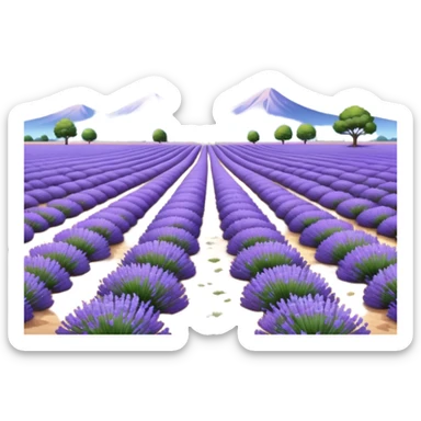 Lavender field, hyper, realistic, periwinkle sky sticker