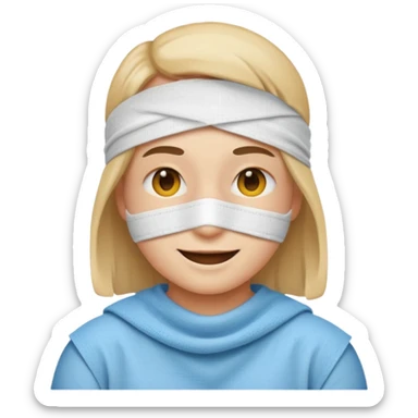 Emoji puts a bandage on his eyes sticker