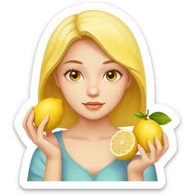 Woman holding lemons sticker