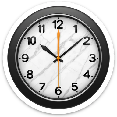 White marble effect Clock with outline sticker