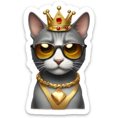 cat with crown and sunglases sticker