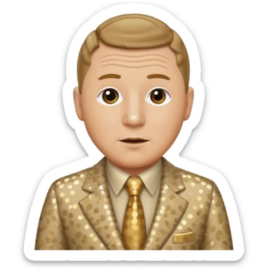 Curly Howard from The Three Stooges with dark blonde hair, beige sequin suit  sticker