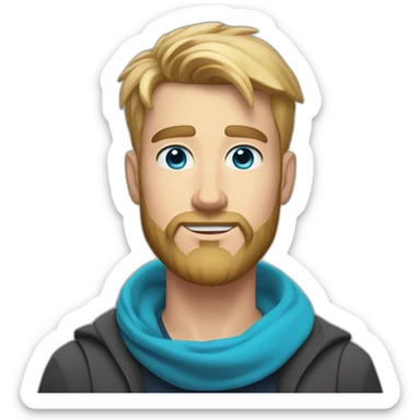 blond-guy-with-taper-fade,-straight-tiktok-guy-front-and-top-of-hair-and-dark-blonde-beard-and-blue-eyes-and-big-nose-and-scarf-on-the-middle-of-forehead sticker
