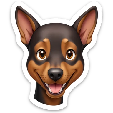 cinematic-comical-doberman-portrait-emoji,-head-tilted-dramatically-with-an-exaggeratedly-amused-expression,-featuring-a-vibrant-black and tan-fur-with-a-lively-sheen,-wide,-expressive-brown-eyes-filled-with-playful-disbelief sticker