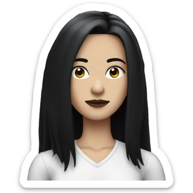 White goth woman with shoulder length black hair  sticker