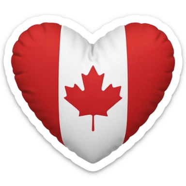 realistic decorative pillow, with heart shape canadian flag sticker