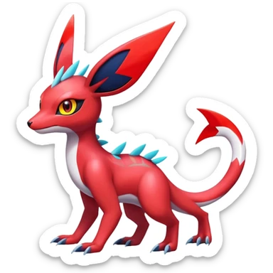  Cute Shiny Exotic Colorful Guilmon-Latias-Koraidon-Umbreon-Fakémon-hybrid-creature (full body)  sticker