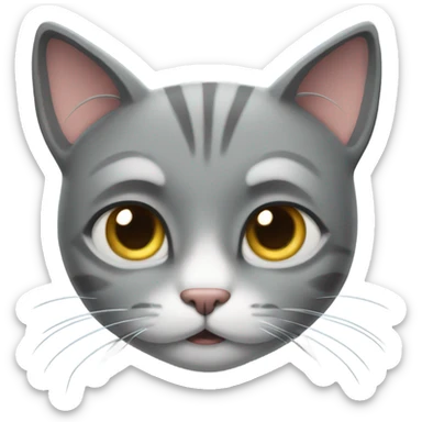 Jealous grey cat sticker