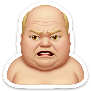 A fat man with a stomach ache sticker